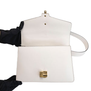GUCCI MEDIUM SYLVIE SHOULDER BAG CALFSKIN WHITE GHW