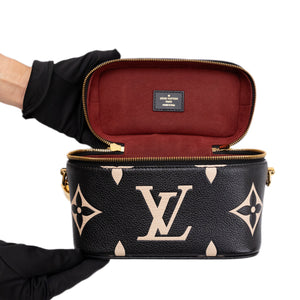 LOUIS VUITTON VANITY PM BLACK/BEIGE CALFSKIN GHW (MICROCHIP)