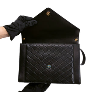 SAINT LAURENT GABY QUILTED SATCHEL BAG BLACK LAMBSKIN LEATHER GHW