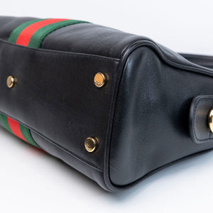 GUCCI BORSETTO MEDIUM LEATHER SHOULDER BAG BLACK GHW