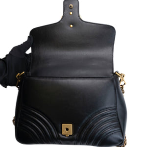 GUCCI GG MARMONT SMALL TOP HANDLE BAG BLACK CALFSKIN GHW