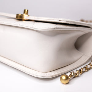 CHANEL 24C GOLD CRUSH MINI FLAP BAG WHITE CALFSKIN GHW (MICROCHIP)