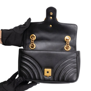 GUCCI GG MARMONT SMALL SHOULDER BAG CALFSKIN BLACK GHW