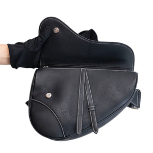 CHRISTIAN DIOR SADDLE BAG BLACK GRAINED CALFSKIN SHW