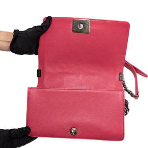CHANEL MEDIUM LEBOY PINK CALFSKIN LEATHER MULTICOLORED HARDWARE