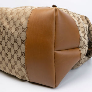 GUCCI BOSTON BAG GG CANVAS BROWN TOTE BAG SHW