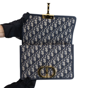 CHRISTIAN DIOR 30 MONTAIGNE BAG BLUE OBLIQUE JACQUARD GHW