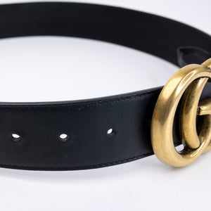 GUCCI GG MARMONT BLACK LEATHER BELT GHW 70 CM