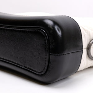 CHANEL SMALL GABRIELLE HOBO BAG WHITE / BLACK CALFSKIN LEATHER GOLD / SILVER TONE / RUTHENIUM TONE