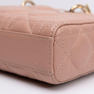 CHRISTIAN DIOR D-JOY MICRO BAG PINK LAMBSKIN LEATHER LGHW