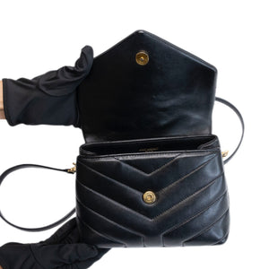 SAINT LAURENT TOY LOULOU BAG QUILTED BLACK GHW