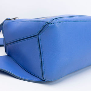 LOEWE MINI PUZZLE BUM BAG BLUE CALFSKIN SHW