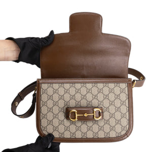 GUCCI HORSEBIT 1955 BAG SUPREME CANVAS BEIGE GHW
