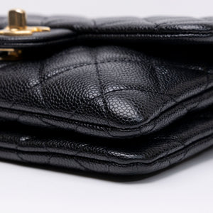 CHANEL 22S SHINY CAVIAR PICK ME UP FLAP BELT BAG BLACK CALFSKIN GHW