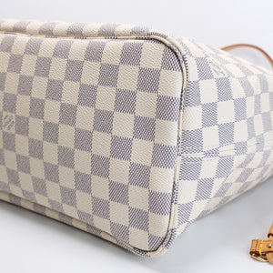 LOUIS VUITTON NEVERFULL MM DAMIER AZUR CANVAS ROSE BALLERINE GHW
