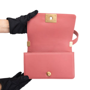 CHANEL SMALL LE BOY BAG PINK LAMBSKIN LEATHER GHW