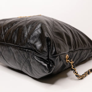 CHANEL 22 BACKPACK CALFSKIN BLACK GHW (MICROCHIP)