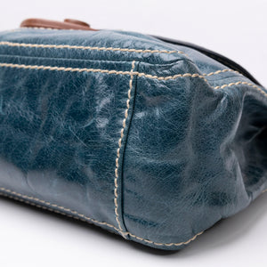 PRADA VITELLO SHINE CHAIN SHOULDER BAG BLUE GHW
