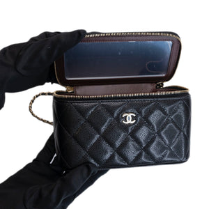 CHANEL LONG VANITY WITH CHAIN CAVIAR BLACK LGHW