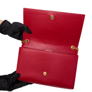 SAINT LAURENT KATE BAG MEDIUM RED CALFSKIN LEATHER GHW