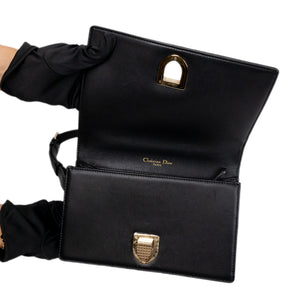 CHRISTIAN DIOR SMALL DIORAMA BLACK CALFSKIN BAG LGHW