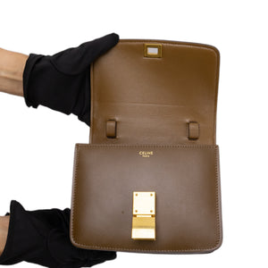 CELINE TEEN CLASSIC BOX BAG CAMEL CALFSKIN LEATHER GHW