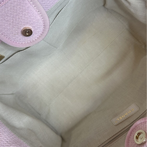 CHANEL DEAUVILLE TOTE BAG CANVAS PINK GHW