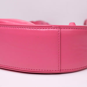 BALENCIAGA LE CAGOLE XS PINK POLISHED LAMBSKIN LEATHER PINK HARDWARE