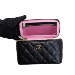 CHANEL 23P VANITY TOP HANDLE LAMBSKIN LEATHER BLACK BAG