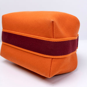 HERMES SMALL BRIDE-A-BRAC TRAVEL CASE ORANGE FEU CANVAS SHW
