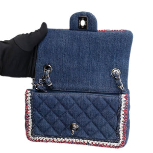CHANEL DENIM MINI FLAP BAG BLUE WITH TWEED SHW