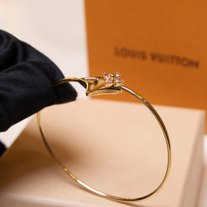LOUIS VUITTON FLOWERGRAM STRASS BRACELET GOLD TONE HARDWARE