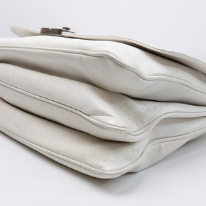 BALENCIAGA SOFT FLAP BAG WHITE CALFSKIN LEATHER SHW