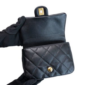 CHANEL COCO LOVE FLAP BAG BLACK CAVIAR GHW (MICROCHIP)