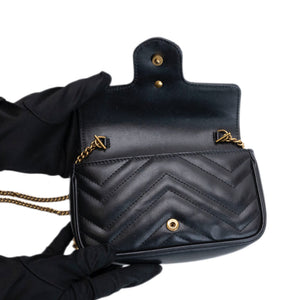 GUCCI GG MARMONT SUPER MINI BLACK GHW