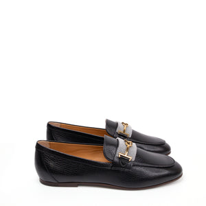 TOD'S BLACK LEATHER LOAFERS SIZE 37