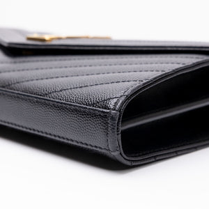 SAINT LAURENT ENVELOPE CHAIN WALLET CALFSKIN BLACK GHW