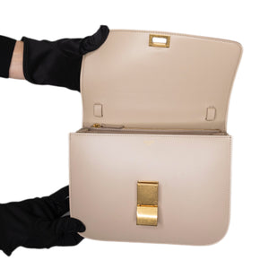 CELINE MEDIUM CLASSIC BOX BAG BEIGE CALFSKIN GHW