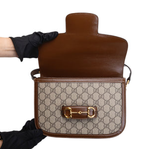 GUCCI HORSEBIT 1955 SHOULDER BAG BEIGE SUPREME CANVAS GHW