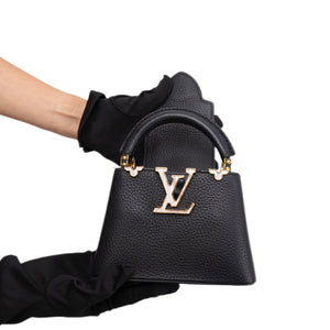 LOUIS VUITTON CAPUCINES NANO HANDBAG BLACK GHW