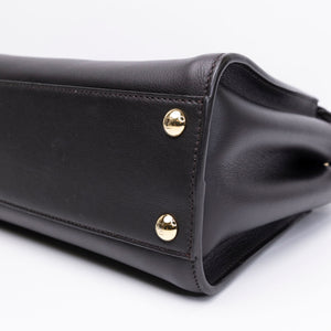 FENDI MINI PEEKABOO BAG DARK BROWN CALFSKIN LEATHER GHW