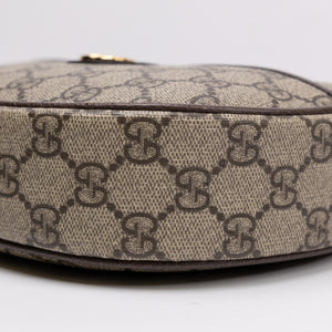GUCCI OPHIDIA SMALL SHOULDER BAG BEIGE GG SUPREME CANVAS CALFSKIN LEATHER GHW