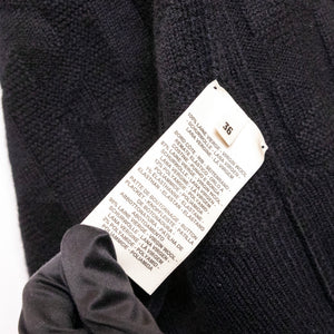 HERMES H'' LONG-SLEEVE CARDIGAN BLACK SWEATER SIZE 36