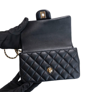 CHANEL CLASSIC FLAP MINI RECTANGULAR TOP HANDLE BAG LAMBSKIN GHW (MICROCHIP)
