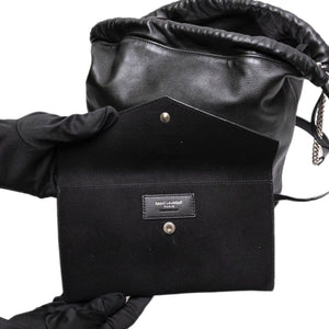 SAINT LAURENT TEDDY BUCKET BAG BLACK LAMBSKIN SHW