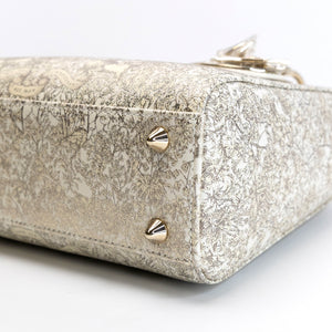 CHRISTIAN DIOR AROUND THE WORLD SMALL MY ABCDIOR LADY DIOR TOTE BAG WHITE GOLD CALFSKIN GHW