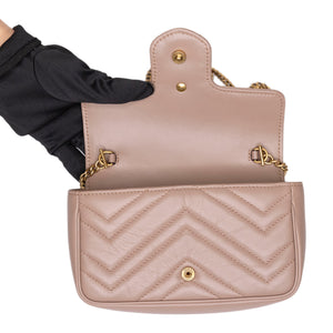 GUCCI MARMONT SMALL SHOULDER BAG BEIGE LEATHER GHW