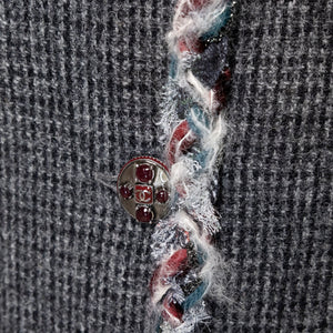 CHANEL 2010S BOUCLE-KNIT WOOL JACKET GREY SIZE 36