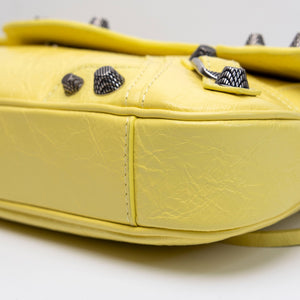 BALENCIAGA SMALL LE CAGOLE SLING SHOULDER BAG YELLOW LAMBSKIN LEATHER SHW