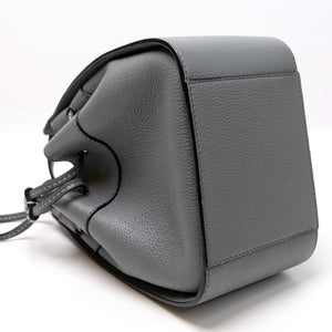 LOEWE MINI HAMMOCK DRAWSTRING BAG GREY GRAINED CALFSKIN LEATHER SHW